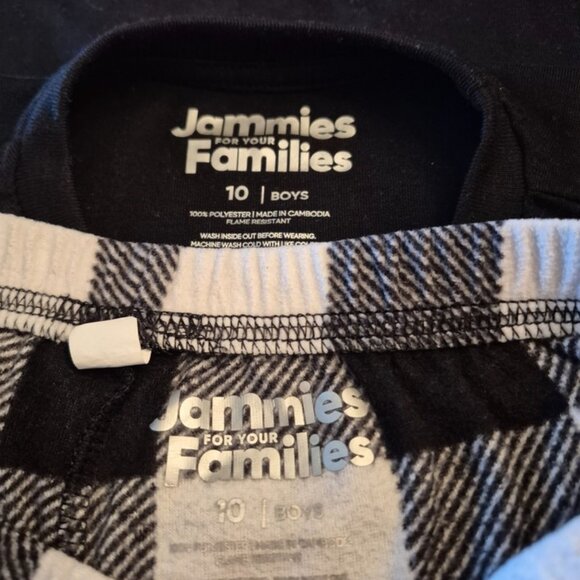 Jammies For Your Families PJ Set Boys Sz 10 Ho Ho Ho Santa Black & White Shorts - Picture 7 of 7
